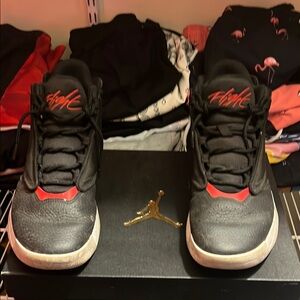 Black and Red Sneakers with Gold Logo